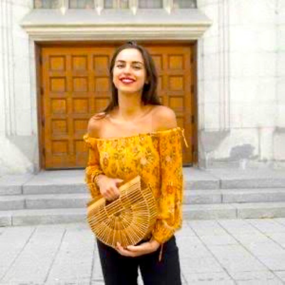 Wilfred off the shoulder yellow floral print blouse size XS - Picture 2 of 4